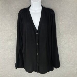 Cable & Gauge Button Down Cardigan Lightweight Layering Top Black Preppy Sz‎ 18